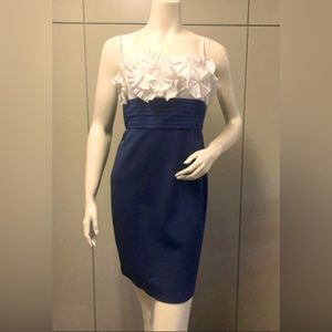 $278 BCBG CARBON COMBO FLOWER APPLIQUE STRAPLESS/STRAP DRESS size 4 NWT